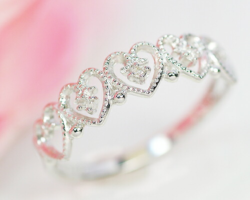 リング　ダイヤモンド　0.02ct　10金　ホワイトゴールド　ピンクゴールド　K10　WG　PG　ハート　レディース　アクセサリー　ジュエリー　ギフト　81269　ダイヤ