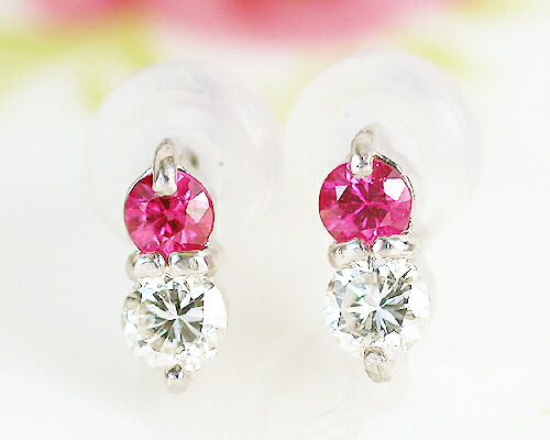 ピアス　ダイヤモンド　ルビー　　プラチナ　Pt　エタニティ　ツイン　レディース　アクセサリー　ジュエリー　ギフト　50009　ダイヤの通販は 22,000円