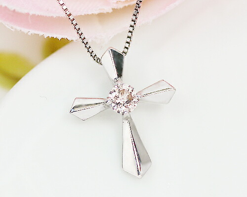 ペンダント　ネックレス　ダイヤモンド　0.05ct　10金　ホワイトゴールド　K10　WG　クロス　十字架　レディース　アクセサリー　ジュエリー　ギフト　164385　ダイヤの通販は