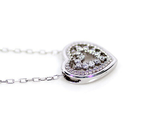 ペンダント　ネックレス　ダイヤモンド　0.06ct　10金　ホワイトゴールド　K10　WG　ハート　レディース　アクセサリー　ジュエリー　ギフト　ダイヤ　65516_1
