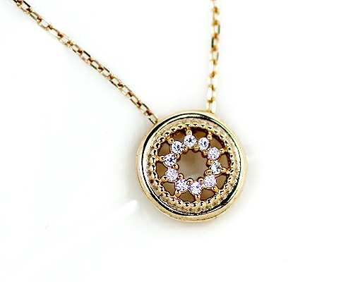 ペンダント　ネックレス　ダイヤモンド　0.05ct　10金　ホワイトゴールド　K10　WG　サークル　レディース　アクセサリー　ジュエリー　ギフト　ダイヤ　65518