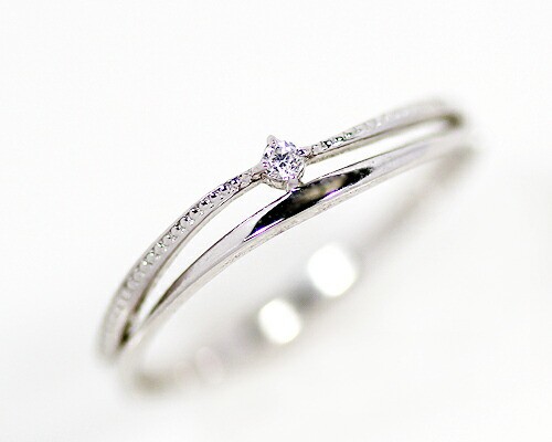 リング ダイヤモンド 0.02ct 10金 ホワイトゴールド ピンク