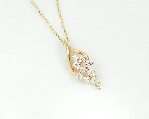 ペンダント　ネックレス　ダイヤモンド　0.11ct　10金　ホワイトゴールド　ピンクゴールド　K10　WG　PG　テンストーン　10ストーン　10石　レディース　アクセサリー　ジュエリー　ギフト　52376　ダイヤ