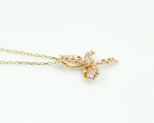 ペンダント　ネックレス　ダイヤモンド　0.08ct　10金　ホワイトゴールド　ピンクゴールド　K10　WG　PG　リボン　レディース　アクセサリー　ジュエリー　ギフト　52226　ダイヤ_1