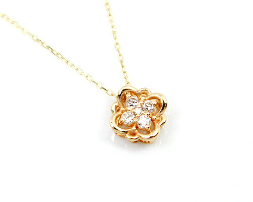 ペンダント　ネックレス　ダイヤモンド　0.08ct　10金　ホワイトゴールド　ピンクゴールド　K10　WG　PG　クローバー　レディース　アクセサリー　ジュエリー　ギフト　51884　ダイヤ