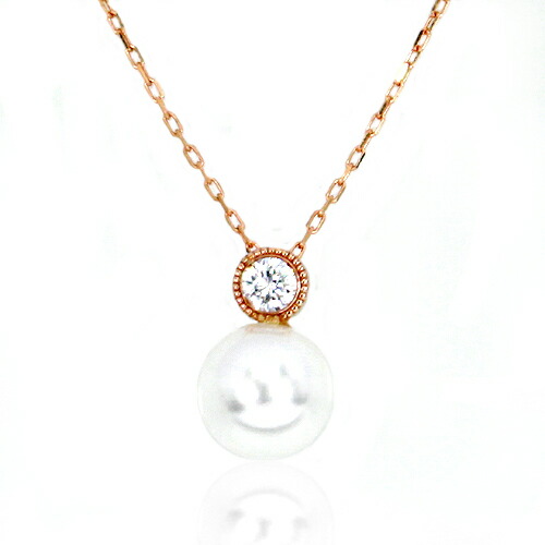 ペンダント　ネックレス　ダイヤモンド　あこや　本真珠　パール　0.05ct　6mm　10金　ホワイトゴールド　ピンクゴールド　K10　WG　PG　一粒　1粒　ベゼル　覆輪　一珠　1珠　レディース　アクセサリー　ジュエリー　ギフト　yp1895　ダイヤ