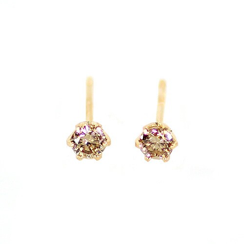 ピアス ブラウン ダイヤモンド 0.2ct 18金 イエローゴールド ホワイトゴールド ピンクゴールド K18 YG WG PG 一粒 1粒 ソの通販は