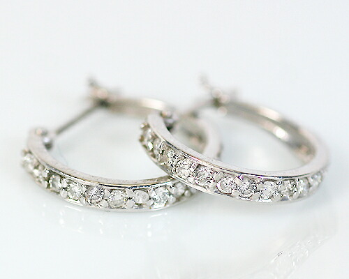 ピアス　ダイヤモンド　0.3ct　18金　ホワイトゴールド　K18　WG　エタニティ　クロッシング　レディース　アクセサリー　ジュエリー　ギフト　150238　ダイヤ