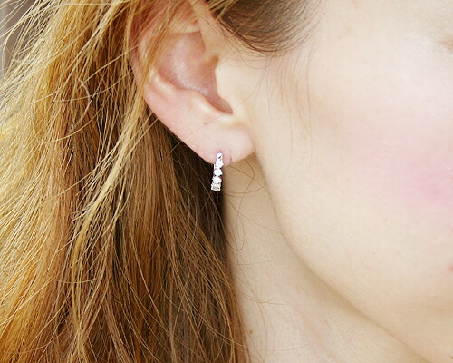 ピアス ダイヤモンド 0.3ct 18金 ホワイトゴールド K18 WG エタニティ 