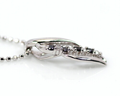 ペンダント　ネックレス　ブラック　ダイヤモンド　0.08ct　10金　ホワイトゴールド　K10　WG　台座　シルバー　チェーン　モノトーン　レディース　アクセサリー　ジュエリー　ギフト　149490　ダイヤ_1