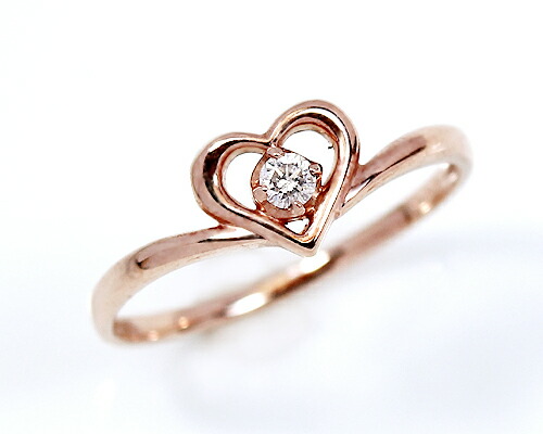 リング　ダイヤモンド　0.05ct　10金　ピンクゴールド　K10　PG　ハート　レディース　アクセサリー　ジュエリー　ギフト　ダイヤ　184271
