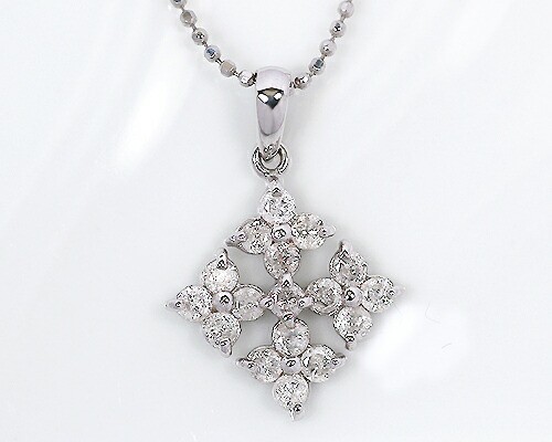 ペンダント　ネックレス　ダイヤモンド　0.5ct　18金　ホワイトゴールド　K18　WG　台座　シルバー　チェーン　フラワー　花　クロス　十の通販は 21,312円