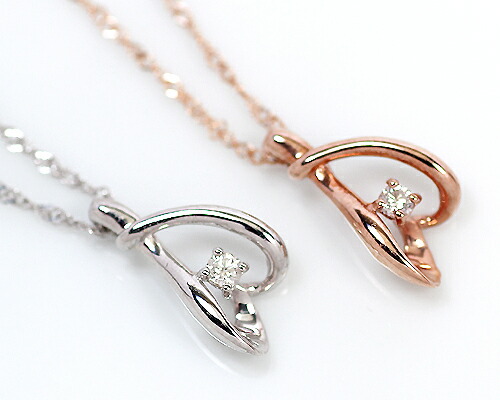 ペンダント　ネックレス　ダイヤモンド　0.03ct　10金　ホワイトゴールド　ピンクゴールド　K10　WG　PG　ハート　レディース　アクセサリー　ジュエリー　ギフト　206798　ダイヤ