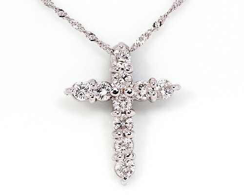 ペンダント　ネックレス　ダイヤモンド　0.3ct　18金　ホワイトゴールド　K18　WG　クロス　十字架　レディース　アクセサリー　ジュエリー　ギフト　184976　ダイヤ