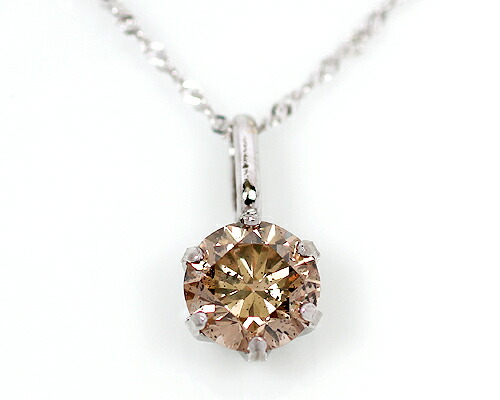 ペンダント　ネックレス　ブラウン　ダイヤモンド　0.6ct　18金　ホワイトゴールド　K18　WG　一粒　1粒　ソリティア　6本爪　6爪　レディース　アクセサリー　ジュエリー　ギフト　122422　ダイヤの通販は 47,520円