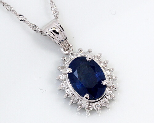 ペンダント ネックレス サファイア ダイヤモンド 1ct 18金 ホワイト