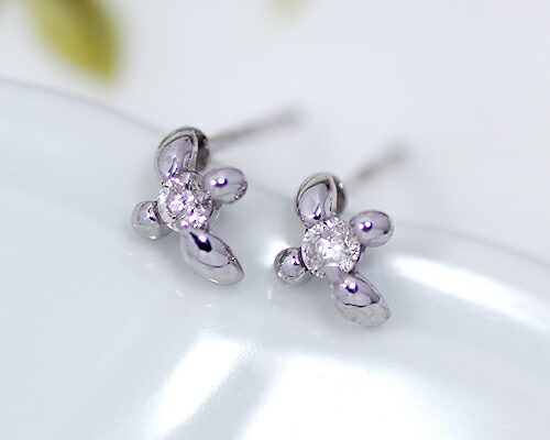 ピアス　ダイヤモンド　0.1ct　10金　ホワイトゴールド　K10　WG　クロス　十字架　レディース　アクセサリー　ジュエリー　ギフト　51849　ダイヤの通販は 10,164円