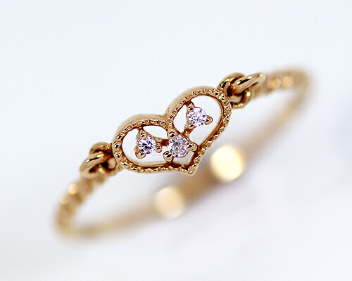 リング　ダイヤモンド　0.02ct　10金　ホワイトゴールド　ピンクゴールド　K10　WG　PG　ハート　レディース　アクセサリー　ジュエリー　ギフト　81906　ダイヤ