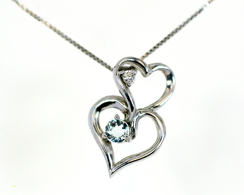 ペンダント ネックレス ダイヤモンド アクアマリン 0.01ct 18金 