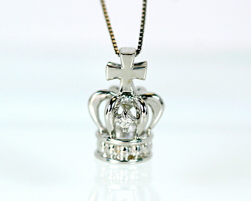 ペンダント　ネックレス　ダイヤモンド　0.01ct　18金　ホワイトゴールド　K18　WG　クラウン　王冠　レディース　アクセサリー　ジュエリー　ギフト　63333　ダイヤ