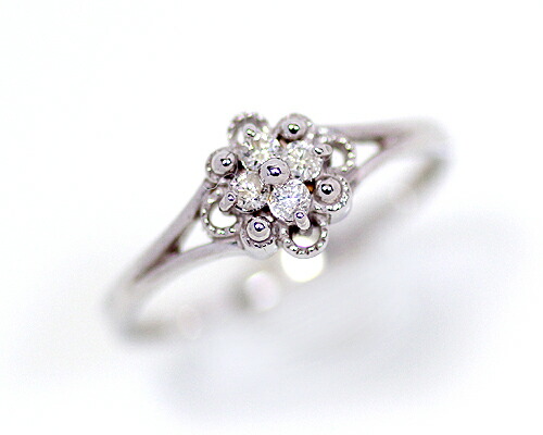 リング　ダイヤモンド　0.1ct　10金　ホワイトゴールド　ピンクゴールド　K10　WG　PG　フラワー　花　レディース　アクセサリー　ジュエリー　ギフト　oe4922　ダイヤの通販は