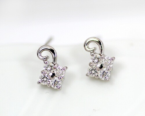 ピアス　ダイヤモンド　0.2ct　18金　ホワイトゴールド　K18　WG　スクエア　レディース　アクセサリー　ジュエリー　ギフト　oe9121　ダ