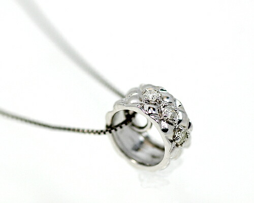 ペンダント　ネックレス　ダイヤモンド　0.03ct　18金　ホワイトゴールド　K18　WG　台座　10金　K10　チェーン　キルティング　リング　レディース　アクセサリー　ジュエリー　ギフト　63411　ダイヤ