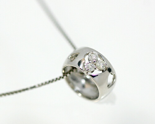 ペンダント　ネックレス　ダイヤモンド　0.03ct　18金　ホワイトゴールド　K18　WG　台座　10金　K10　チェーン　ハート　リング　レディース　アクセサリー　ジュエリー　ギフト　63417　ダイヤ