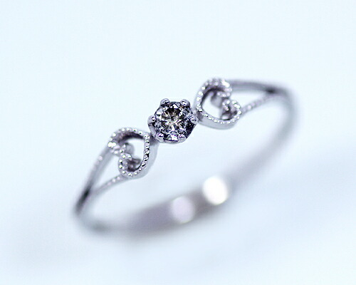 リング　ダイヤモンド　0.08ct　18金　ホワイトゴールド　K18　WG　ハート　レディース　アクセサリー　ジュエリー　ギフト　oe3587　ダイヤ