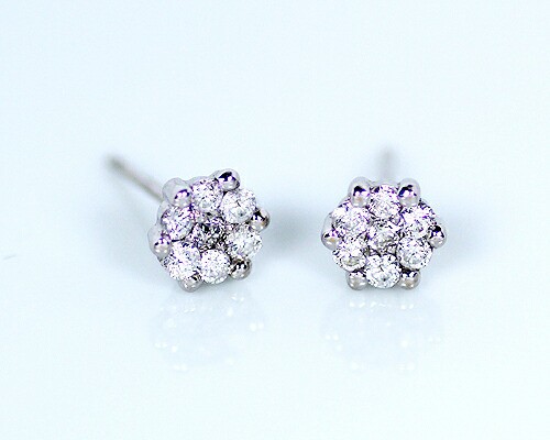 ピアス　ダイヤモンド　0.3ct　18金　ホワイトゴールド　ピンクゴールド　K18　WG　PG　フラワー　花　レディース　アクセサリー　ジュエ