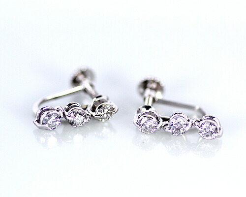 イヤリング　ダイヤモンド　0.5ct　シルバー　SILVER　スリーストーン　3ストーン　3石　レディース　アクセサリー　ジュエリー　ギフト　141038-1　ダイヤ