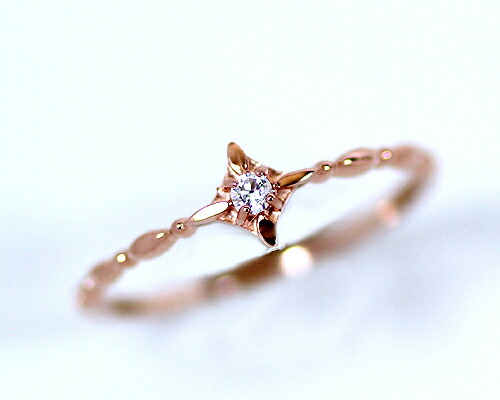 リング　ダイヤモンド　0.03ct　10金　ピンクゴールド　K10　PG　華奢　レディース　アクセサリー　ジュエリー　ギフト　82322　ダイヤ