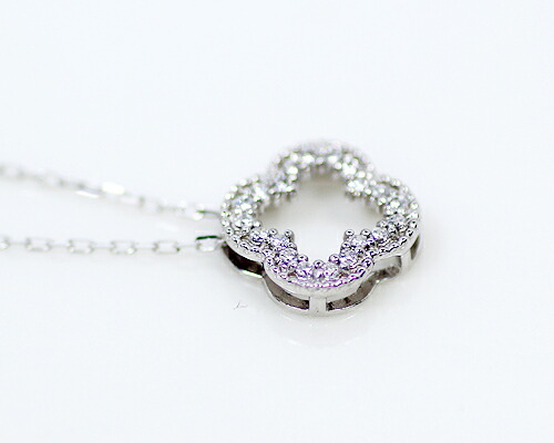ペンダント　ネックレス　ダイヤモンド　0.1ct　10金　ホワイトゴールド　K10　WG　フラワー　花　レディース　アクセサリー　ジュエリー　ギフト　65513　ダイヤ_1