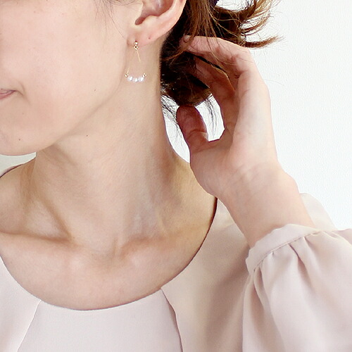 ピアス　あこや　本真珠　ベビー　パール　3mm　4mm　18金　ホワイトゴールド　K18　WG　チェーン　レディース　アクセサリー　ジュエリー　ギフト　pa-9952-ji_2