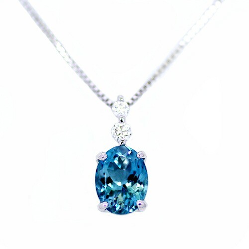 ペンダント　ネックレス　アクアマリン　ダイヤモンド　1ct　18金　ホワイトゴールド　K18　WG　オーバル　レディース　アクセサリー　ジュエリー　ギフト　e33800　ダイヤの通販は