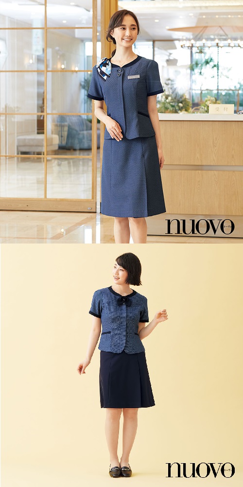 FOLK フォーク　FB71381　オーバーブラウス　レディース　ネイビー　nuovo　ヌーヴォ【お取り寄せ製品】【女性用　事務服　営業　受付嬢　リクルート　スーツ】