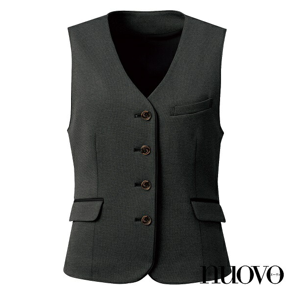 FOLK FV36412-55 nuovo レディース ニットベスト チャコール 5〜23号 フォーク ヌーヴォ 【お取り寄せ製品】【女性用 事務服 営業 受付嬢 リクルート スーツ】