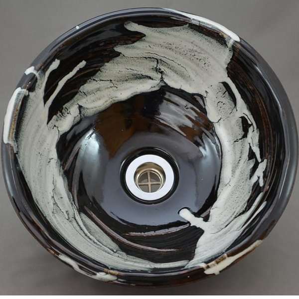 【送料無料】信楽焼　利休信楽のボウル　011-30　黒天目藁灰【メーカー直送】【代引き/同梱不可】【手洗い鉢/洗面台/シンク】【伝統工芸品紫香楽焼】の通販は