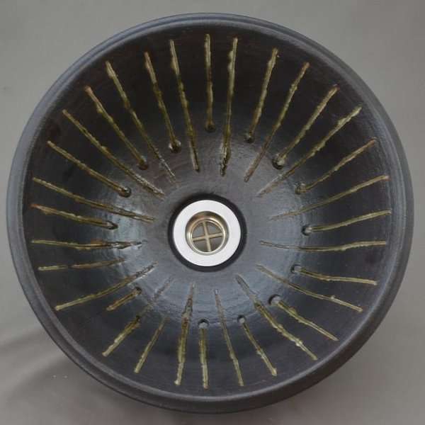 【送料無料】信楽焼　利休信楽のボウル　014-30　黒泥立渥紋様【メーカー直送】【代引き/同梱不可】【手洗い鉢/洗面台/シンク】【伝統工芸品紫香楽焼】の通販は