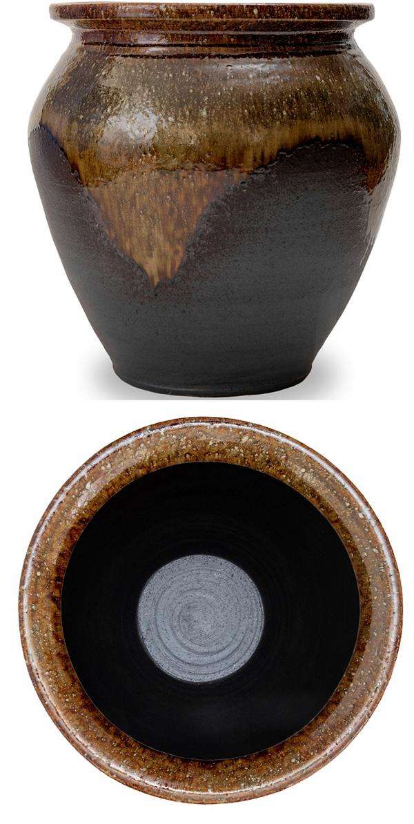 信楽焼　JTUBO6003　大甕 カメ　黒ビードロ 20号　蹲　つくばい　手水鉢【メーカー直送】【代引き/同梱不可】【蹲　つくばい　手水鉢】【伝統工芸品紫香楽焼】_1