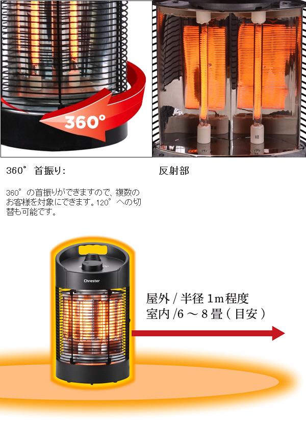 クレスター　HEAT-Z-061B　遠赤外線　防水　ラウンドヒーター　41cm　足元ヒーター　HEATZ061B【送料無料(沖縄・離島を除く)】【メーカー直送品】家庭用　屋内・屋外仕様　防水　ヒーター　暖房機器_5
