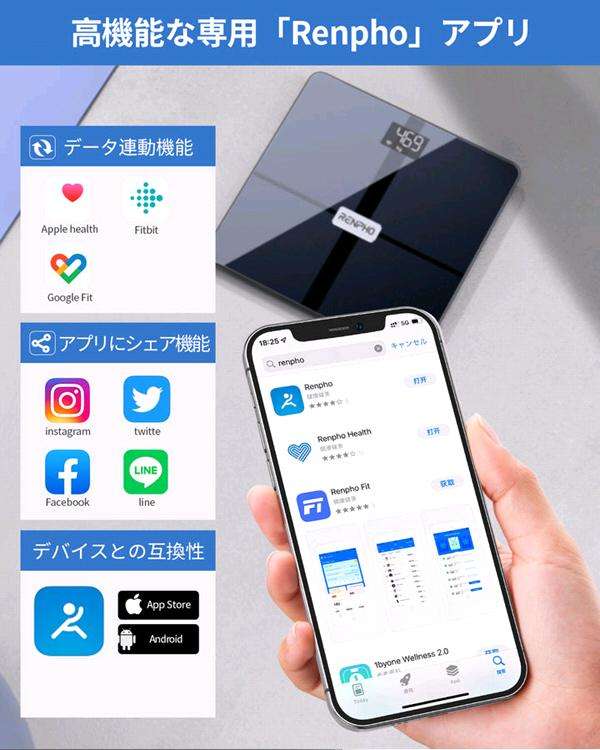 RENPHO JAPAN ES-WBE28 体組成計 プレミアム Wi-Fi & Bluetooth