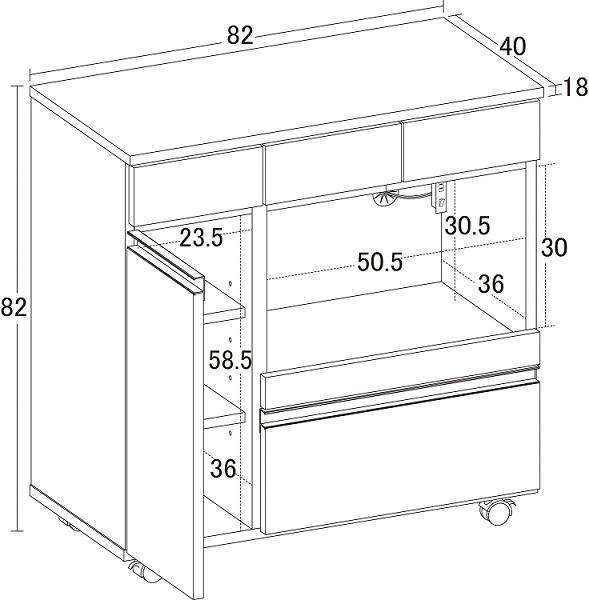 クロシオ 23699 カウンター　レンジ ワゴン 3D ホワイト【送料無料(北海道・沖縄・離島を除く)】【完成品】【メーカー直送】【同梱／代引不可】【キッチン　カウンター　台所　電子レンジ　台　ワゴン　収納】
