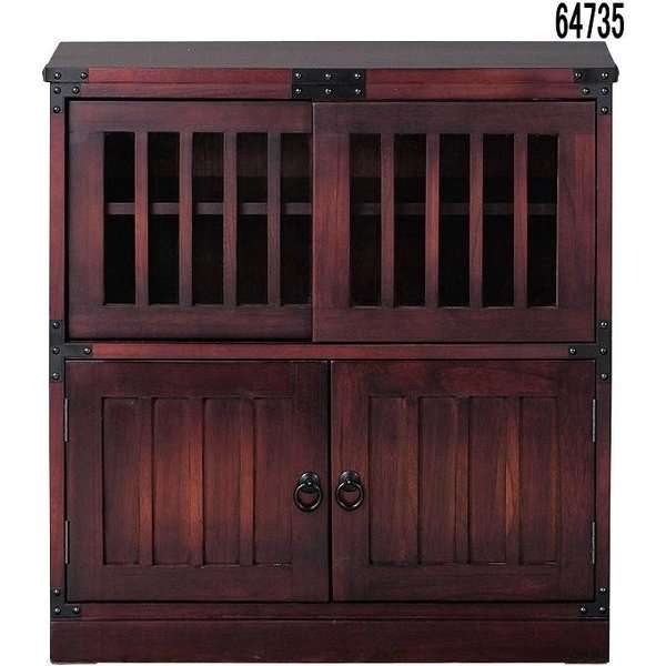 【送料無料(北海道・沖縄・離島を除く)】クロシオ　64735 民芸調　水屋【完成品】【メーカー直送】【同梱／代引不可】【食器棚 キャビネット 民芸調家具 天然木桐材製】の通販は