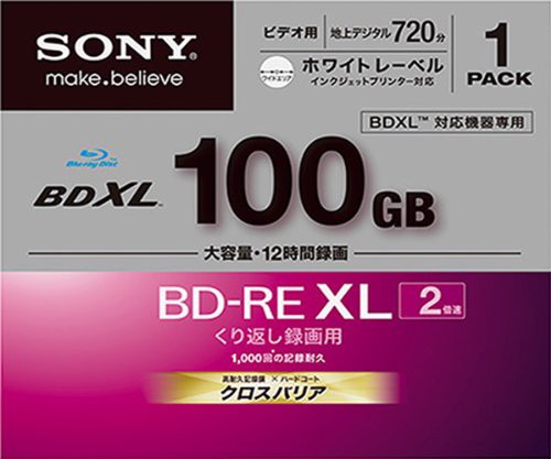 ソニー ビデオ用BD-RE 100GB 2倍速 プリンタブル 単品 - BD-RE（書換型 