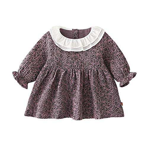 パープル_100 ベビー服ワンピース長袖女の子春秋子供服赤ちゃん背中