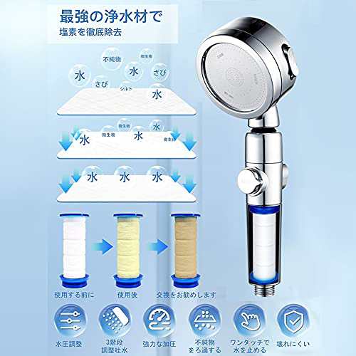 シャワーヘッド節水シャワー 増圧 80%節水シャワープロ 浄水 塩素除去