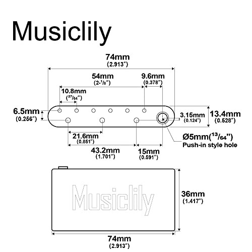 Musiclily Ultra 10.8mm弦ピッチ ブラス製非対称テレキャスターギター