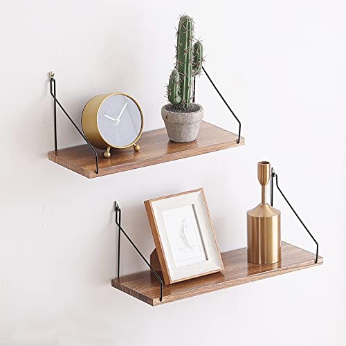 42cm 二つパック_ブラウン ウォールシェルフ 壁を傷つけない War Horse 42cm2個セット 壁 棚 天然木製 賃貸 穴あけない