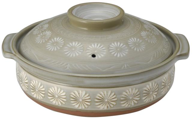 銀峯陶器  銀峯 花三島 汚れにくい 研磨 土鍋 IH対応 直火対応 9号 4-5人用 保温性 萬古焼 日本製 26091の通販は 8,791円